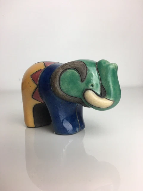 Vintage Raku Keramik Elefant Kofferraum Figur Südafrika signiert