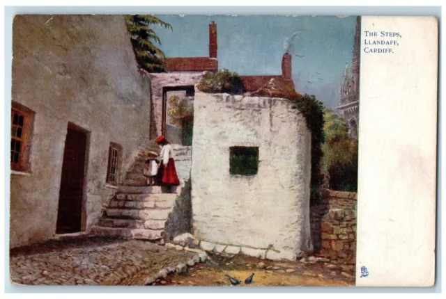 1904 The Steps Llandaff Cardiff Wales Antique Oilette Tuck Art Postcard