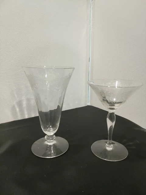 Two "ADONIS" etched glasses by Morgantown - HTF Two "ADONIS" etched glasses by Morgantown - HTF