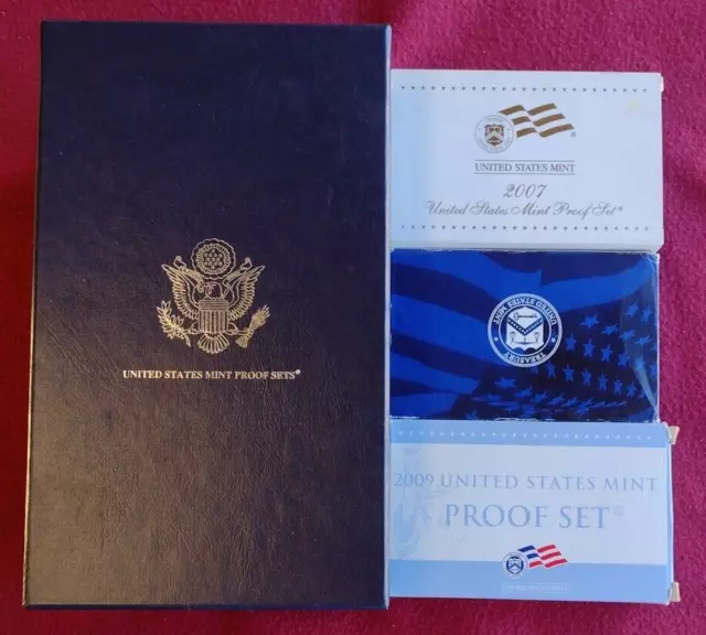 1999-2009 U.S. Mint Proof Sets - Lot of 11 Boxes/Coins/COAs & US Mint Proof Box