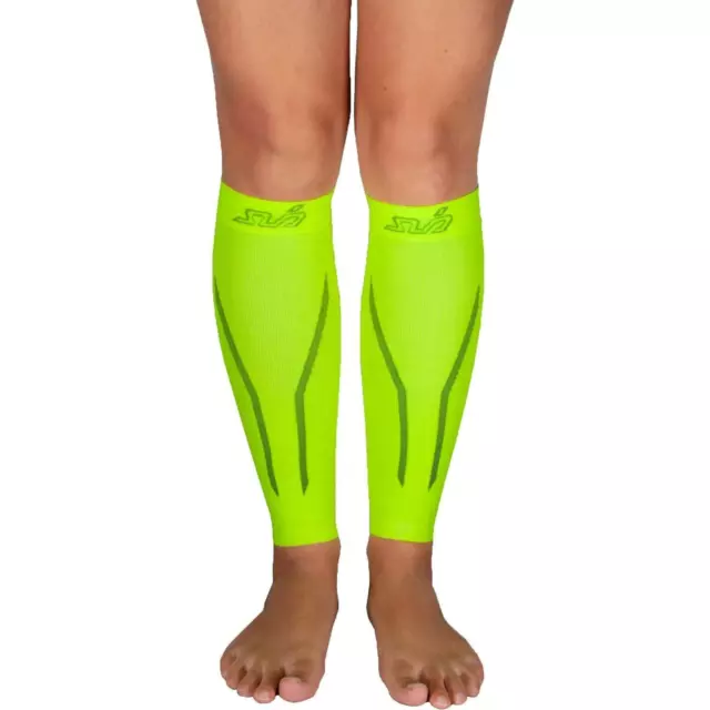 Sub Sports Seamless Dual Compression Calf Guards Yellow Cycling Running Fitness 2