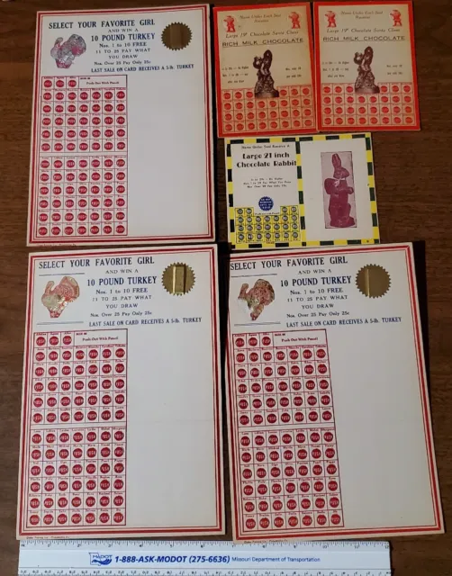 Vintage Holiday PRIZES Unpunched Punch Cards Christmas Easter Thanksgiving
