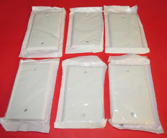 Lot of 6   1-Gang ~ No Device Blank Wall Plate ~ Standard Size ~ White 001-88014