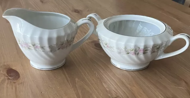 Dansico Fine China Creamer  & Sugar Bowl Teahouse Rose Pattern, Made In Japan