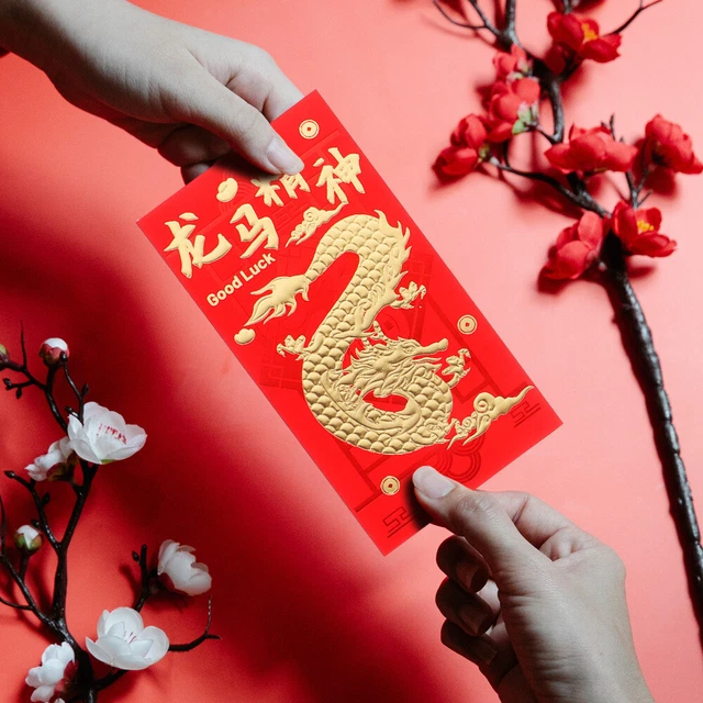 30 sobres rojos para el año del dragón, paquetes rojos, sobres de la suerte,