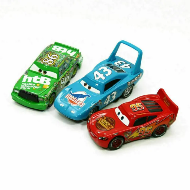 3Pack Disney Pixar Cars King Chick Hicks Lightning Mcqueen  Car Toy 1:55