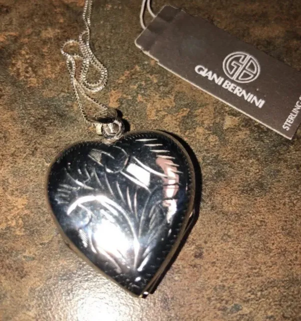 Giani Bernini Heart Necklace Locket 925 Sterling Silver NWT $220 18” Chain