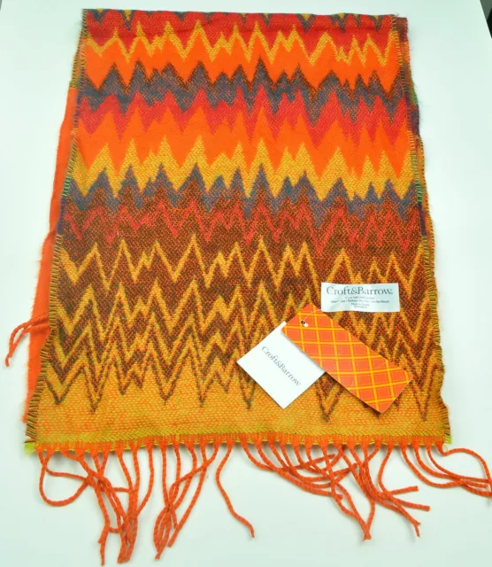 Croft & Barrow Winter Ladies Orange Zig Zag Fringed Soft Acrylic Scarf MSRP $28