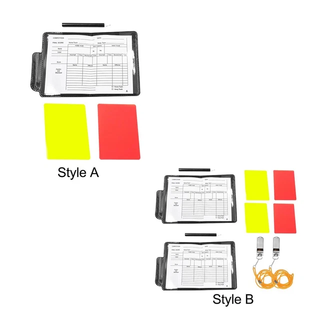 Kit D'arbitre Football 2 Cartons Rouge/jaune - Étui Cuir, Papiers, Crayon - Pour Matchs Et Entraînements