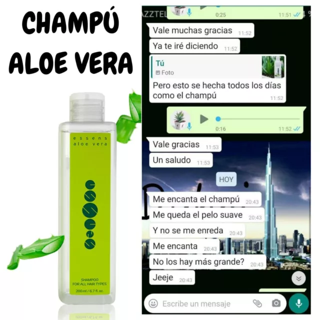 Champú Aloe Vera Para todo tipo de cabellos Mujer Hombre Niñ@ Cosmética Natural