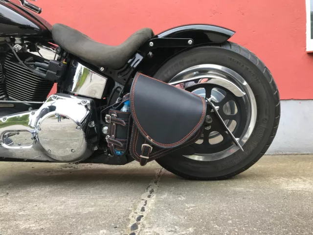 Sacoche Oscillant Diablo Noir Orange Édition Convient pour Harley Davidson Doux