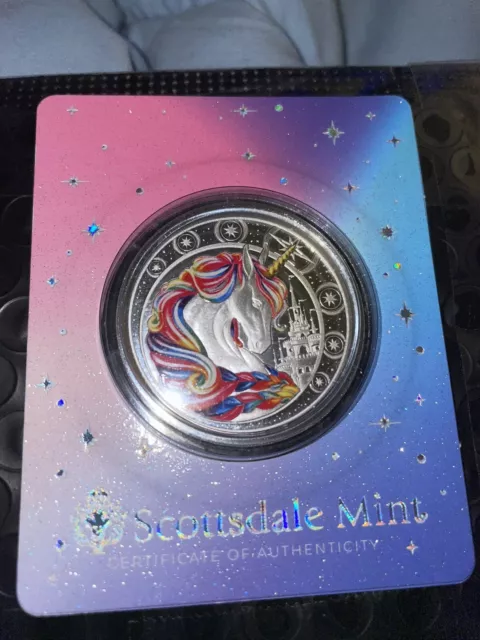 2023 1 oz .999 Fine Silver 5 Cedis Rainbow Magical Unicorn "Blossom"