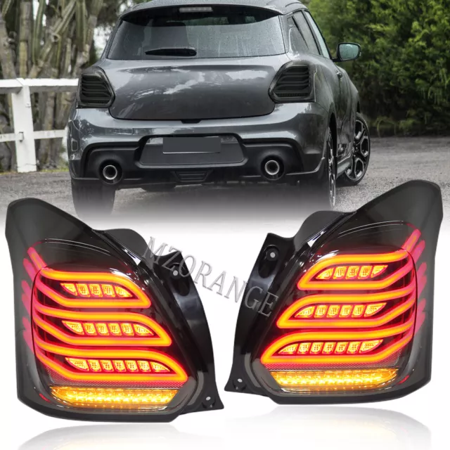 Left+Right Smoked LED Dynamic Tail Light For Suzuki Swift 2017-2022 Rear Lamps