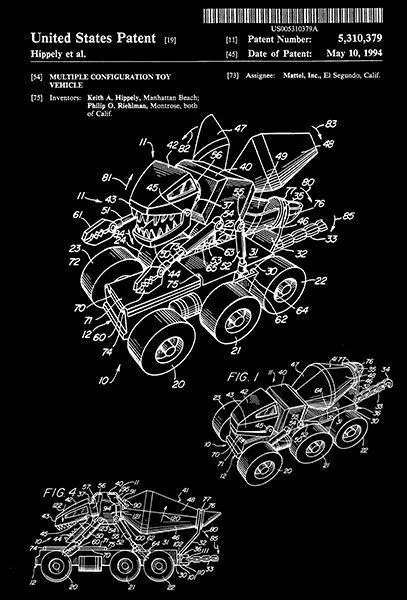 1994 - Multiple Configuration Toy Vehicle - K. A. Hippely - Patent Art Magnet