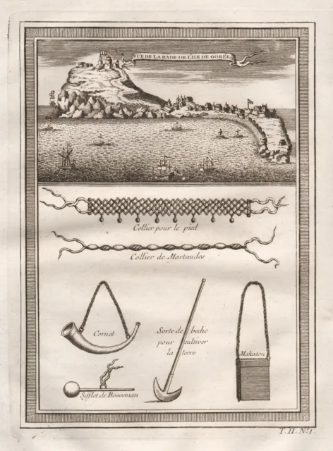 Ile de Gorée Dakar Senegal West Africa slavery slaves engraving map 1750