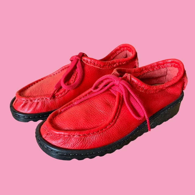 Scarpe stringate VERE VINTAGE ANNI '80 in pelle rossa wallaby stile anni '90 UK 3