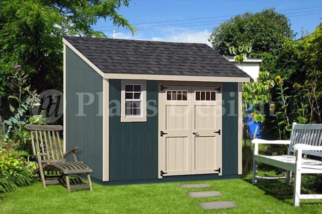 8' x 12' Backyard Deluxe Storage Shed Plans  Blueprint, Lean-To Design #D0812L