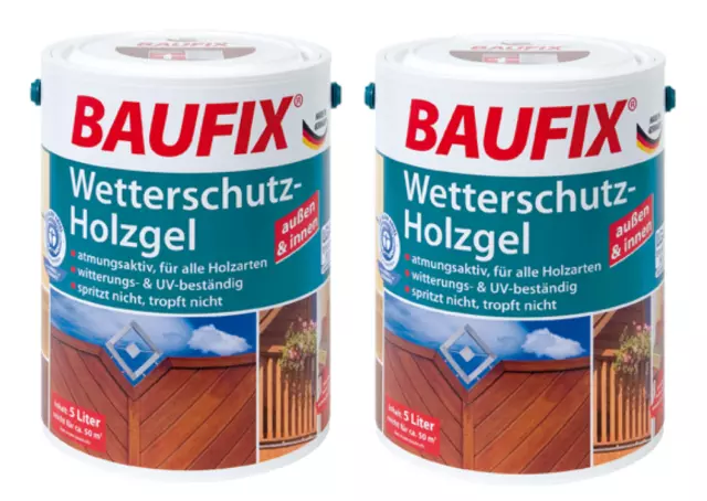 BAUFIX Wetterschutz-Holzgel eiche hell 5 L 2-er Set