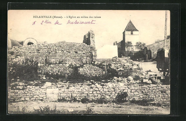 CPA Bulainville, L´Eglise au milieu des ruines