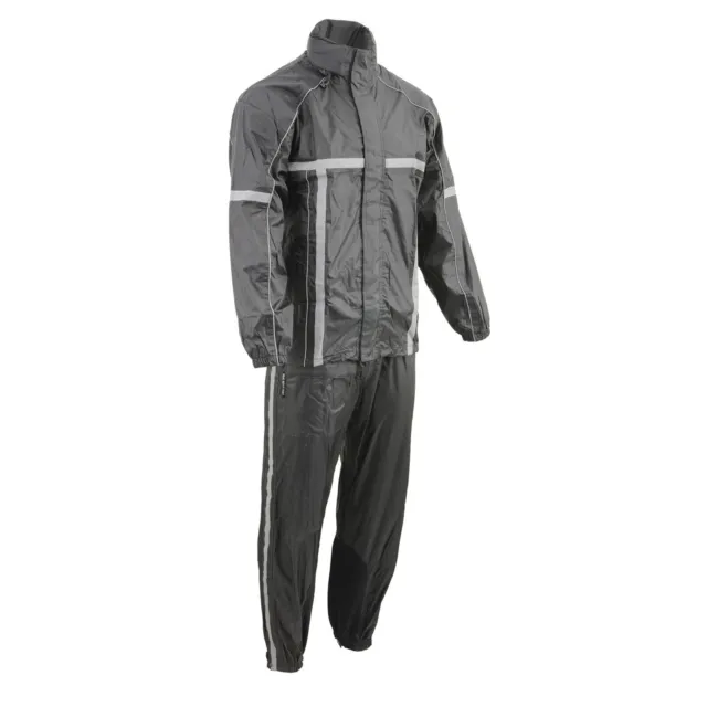 Milwaukee Leather MPM9510 Men's Black Water-Resistant Rain Suit  Hi Vis Reflect