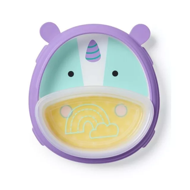 Plato y tazón para bebé Skip Hop Zoo Smart Serve: unicornio Eureka, alimentación de destete