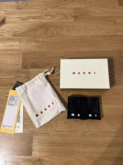 Marni Logo Card Holder Wallet Brand New Box Made In Italy RRP £169 Black / Blue