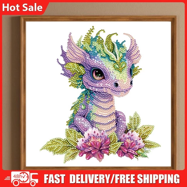 5D DIY Partial Special Shaped Drill Diamond Painting Kit Dragon Decor 30x30cm