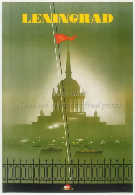 Soviet Vintage Travel Poster or Canvas Print "Leningrad" Intourist