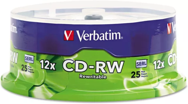 Discos Verbatim CD-RW 700 MB/80 min 4X/12X husillo 25/Pk 95155