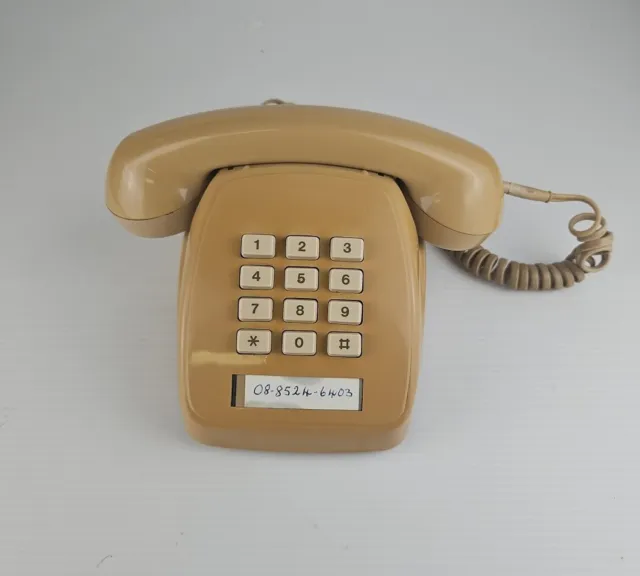 Vintage Retro Brown Push Button  Telecom Telephone Phone March 1985