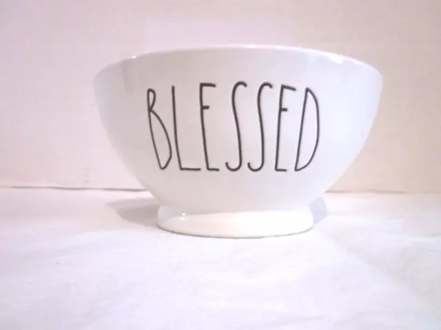 Rae Dunn Artisan Collection Ceramic Cereal Soup Bowl Blessed Pink White Black