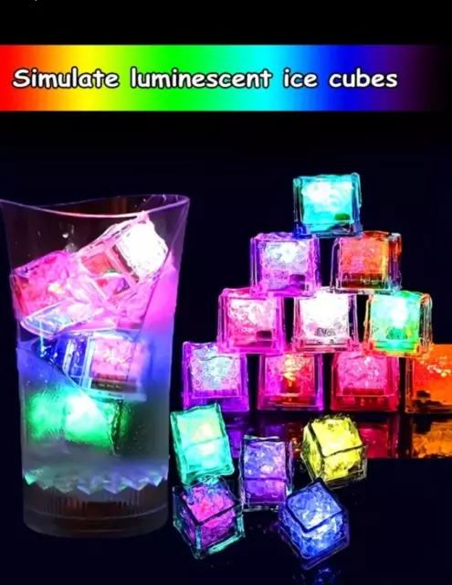 20x Waterproof Light Up Led Ice Cubes for Party Drinks Glowing Flashing Ice Cube