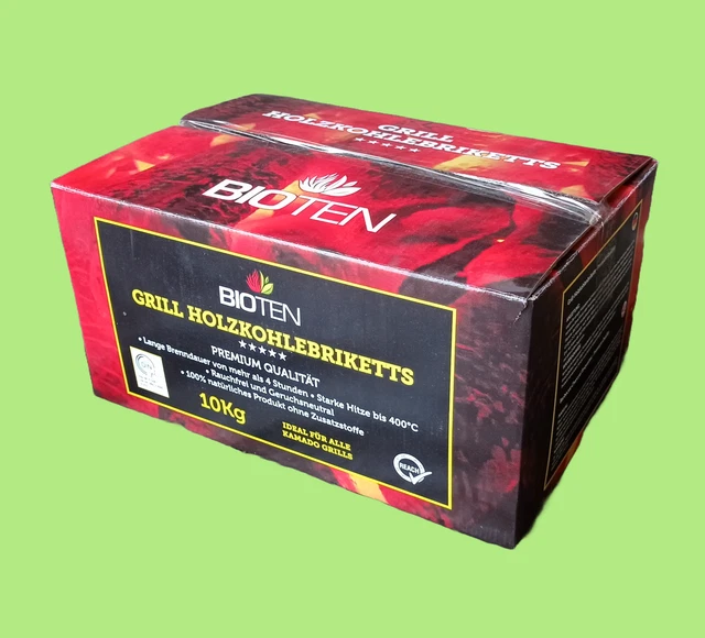 Favorit 3001 Holzkohle-Briketts 10 Kg - Lange Glut Für Perfektes Grillvergnügen