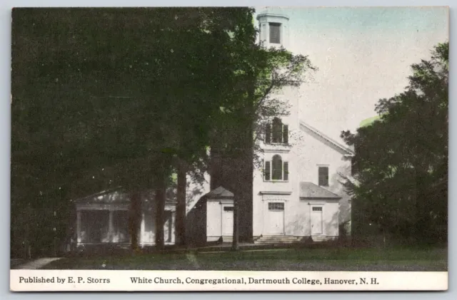 Postcard White Church, Congregational, Dartmouth College, Hanover NH S102