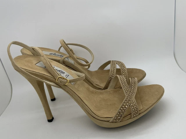 Claudio Milano Femmes Chaussures Daim Beige Cristal Taille 41 Italie (Nous 10.5