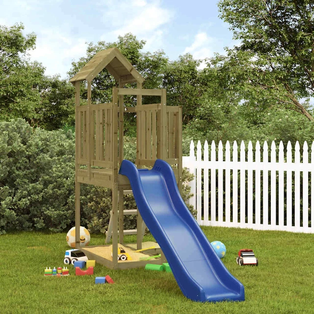 Parco Giochi Esterno In Legno Tidyard - Con Scivolo, Arrampicata E Sabbiera, 298x169cm, Per Bambini