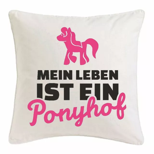 KISSENBEZUG 40X40cm MEIN LEBEN IST EIN PONYHOF JUNGGESELLENABSCHIED FUN SHIRT