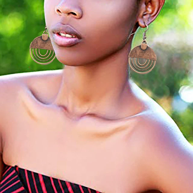 Boho Earrings Handmade Antique Ethnic Jewelry Geometric Mini Hoop Earrings