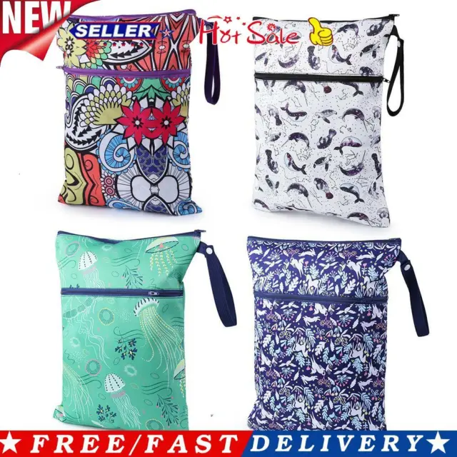 Waterproof Reusable Wet Bag Printed Nappy Bags Diaper Bag with Two Zipper
