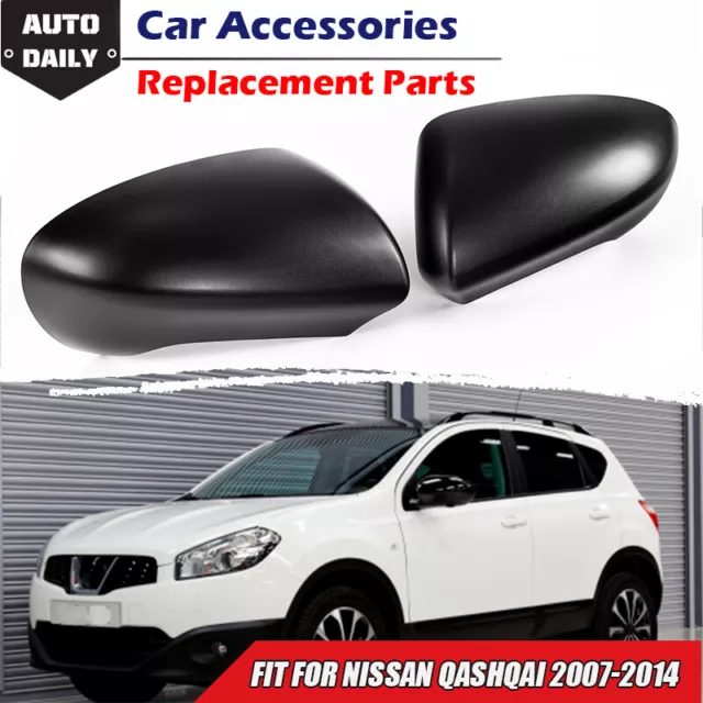 2X Black Side Door Wing Mirror Cover Case Left & Right For Nissan Qashqai 07-14