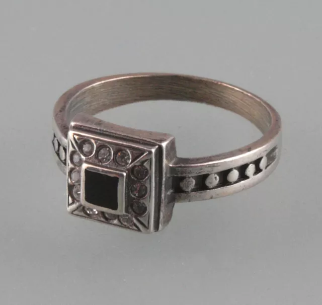 9901144-d 925er Silber Ring mit Onyx und Swarovski-Steinen Gr. 52