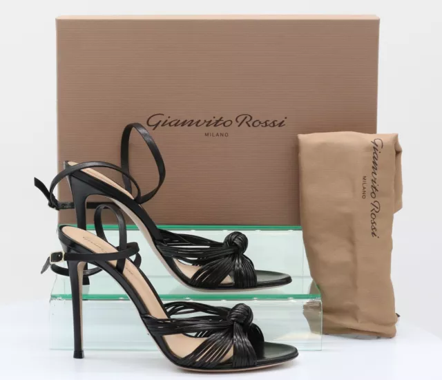 Gianvito Rossi Portia 105 Womens Sandals Uk 7 Eu 40 Black Leather Rrp £785 Gr*