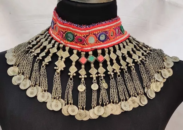Boho Handmade Afghan CHOKER Old Beads Tassel Banjara Tribal Gypsy Necklace