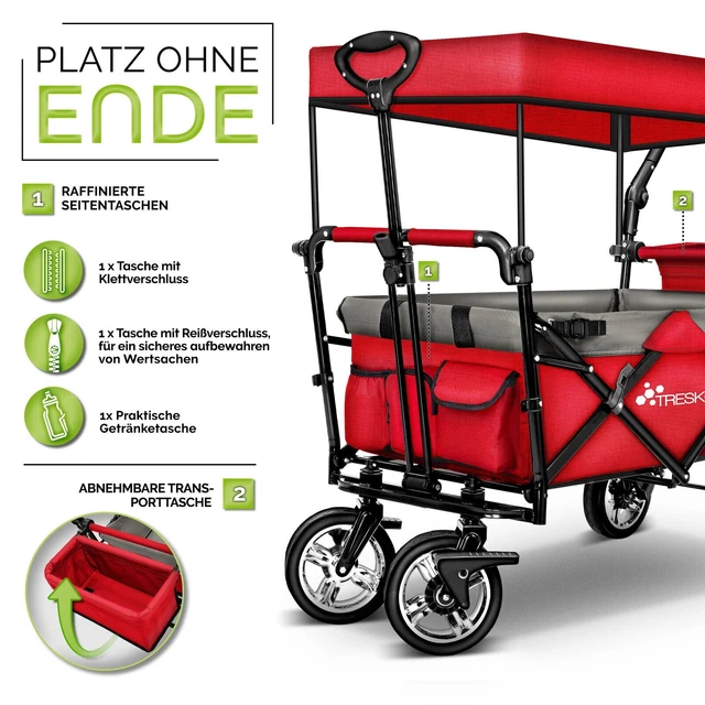  Foto zu TRESKO FALTBARER BOLLERWAGEN Handwagen, Farbe- Rot. EUR 96,00 - PicClick DE 
