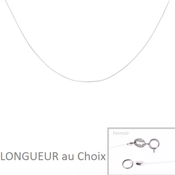 COLLIER NYLON Fil de pêche en Argent  Longueur 35 à 70 cm au choix