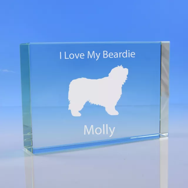 Bearded Collie Dog Gift Personalised Hand Engraved Paperweight: Dog Lover Gift