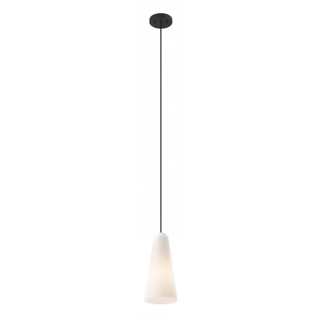 Modway Beacon 1-Light Fabric and Glass Pendant Light in Opal/Black