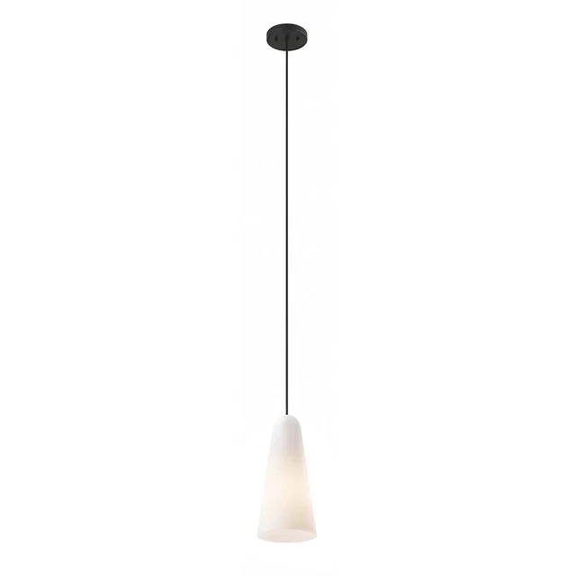Modway Beacon 1-Light Fabric and Glass Pendant Light in Opal/Black