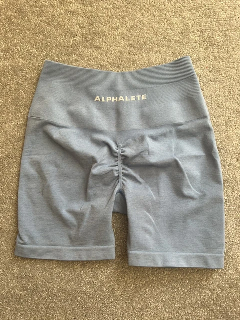 Pantaloncini Alphalete Amplify Scrunch Bum senza cuciture denim lavati taglia XS - NUOVI