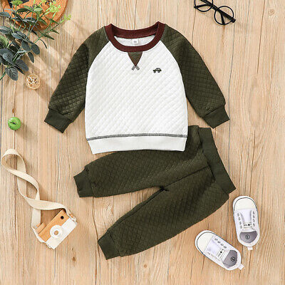 2PCS Baby Toddler Boys Outfits Sweatshirt Top Pants Tracksuit Autumn Set Clothes